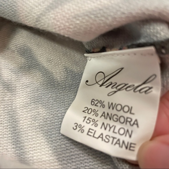 Vintage Made in Italy Floral Wool Angora Zip-Up Sweater Jacket - Picture 10 of 12